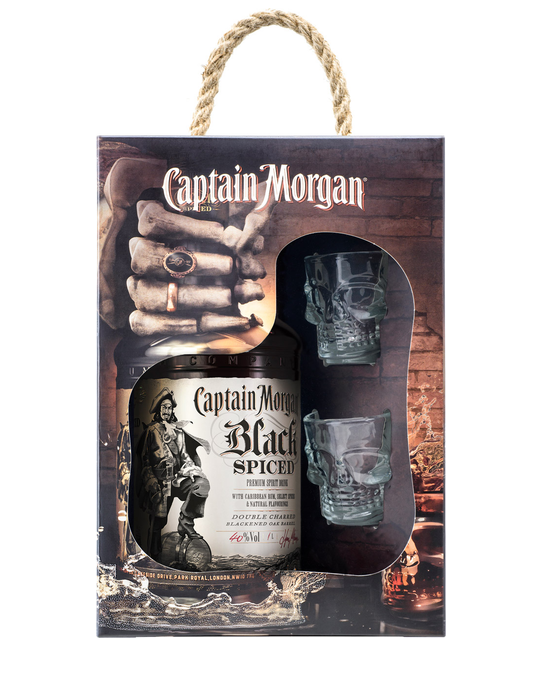 Напій алк. на основі рому Captain Morgan Black Spiced 40% 1 л + 2 чарки